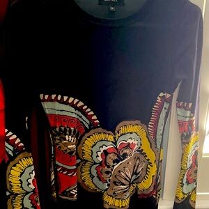 Karen Kane Black Top w/ Vibrant Patterns